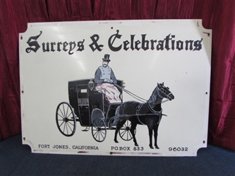 AWESOME PIECE OF LOCAL HERITAGE VINTAGE FORT JONES HORSE DRAWN BUGGY SIGN