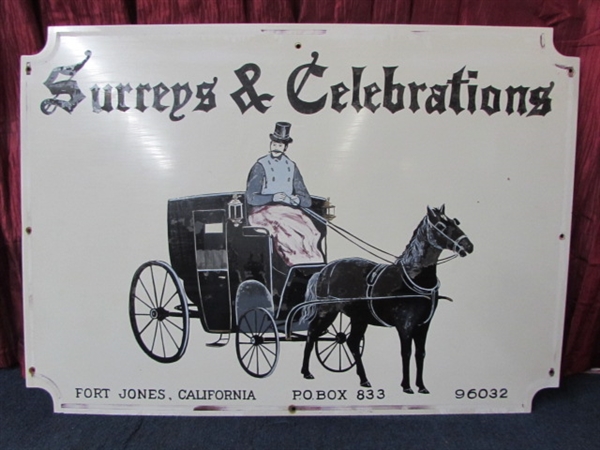 AWESOME PIECE OF LOCAL HERITAGE VINTAGE FORT JONES HORSE DRAWN BUGGY SIGN