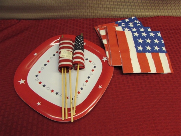 FOURTH OF JULY IS JUST AROUND THE CORNER. . . PATRIOTIC DECOR BANNERS, LIGHTS, FLAGS & MORE
