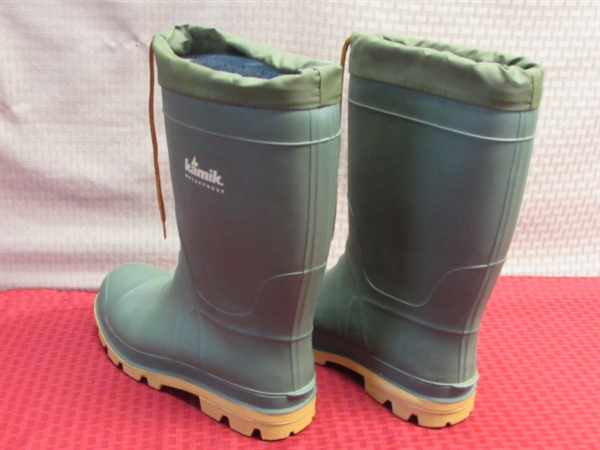 LIKE NEW MEN'S KAMIK INSULATED WATERPROOF RUBBER BOOTS