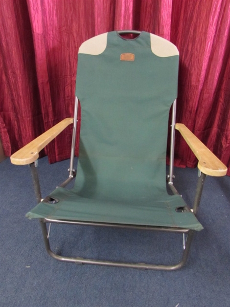 RELAX IN THIS VERY NICE COLEMAN FOLDING CHAIR PLUS A SOFT SIDE COOLER