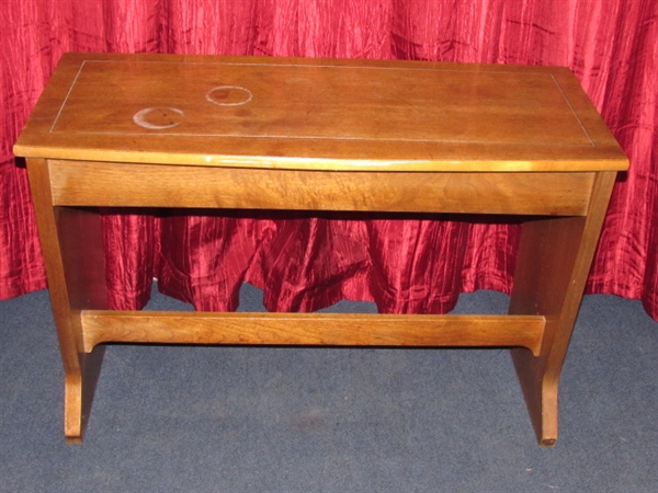 PIANO BENCH WITH STORAGE-ALSO WORKS AROUND THE DINING ROOM TABLE OR UNDER A WINDOW