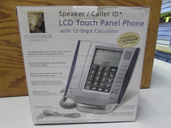 NEW IN BOX INNOVAGE LCD TOUCH PANEL PHONE WITH CALENDAR, TIME DISPLAY & CALCULATOR