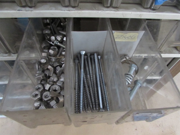 AWESOME LARGE ALL METAL TOOL ORGANIZER WITH 130 DRAWERS, STANLEY WRENCH SET & LOADS OF HARDWARE