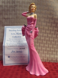"DAZZLING PERFECTION" COLLECTIBLE LOVE, MARILYN FIGURINE MARILYN MONROE IN PINK GOWN , NUMBERED W/COA
