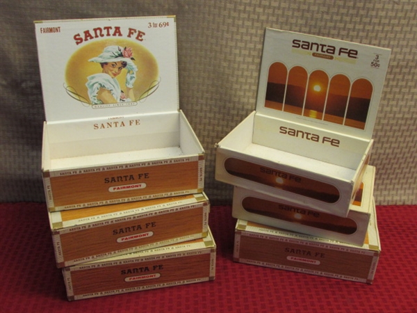 SIX VINTAGE CIGAR BOXES-GREAT FOR STORING SMALL ITEMS!