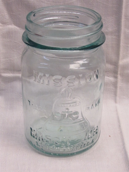 RARE COLLECTIBLE BLUE MISSION MASON JAR WITH EMBOSSED BELL TRADE MARK