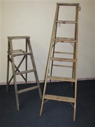 TWO RUSTIC WOODEN LADDERS TURN THEM INTO UNIQUE BOOK SHELVES