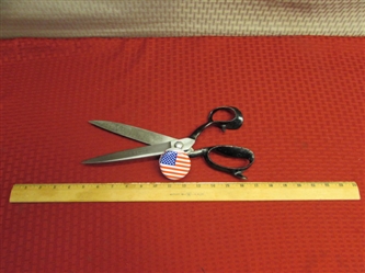 WOW! AWESOME PAIR OF 12" HEAVY DUTY VINTAGE WISS NO. 4 UPHOLSTERY SHEARS