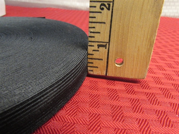 TWO LARGE ROLLS OF ELASTIC 3/4 & 1 3/4 THICK