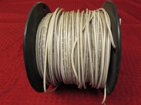 FULL TO NEARLY FULL SPOOL OF 14 GA SOLID COPPER WIRE WHITE