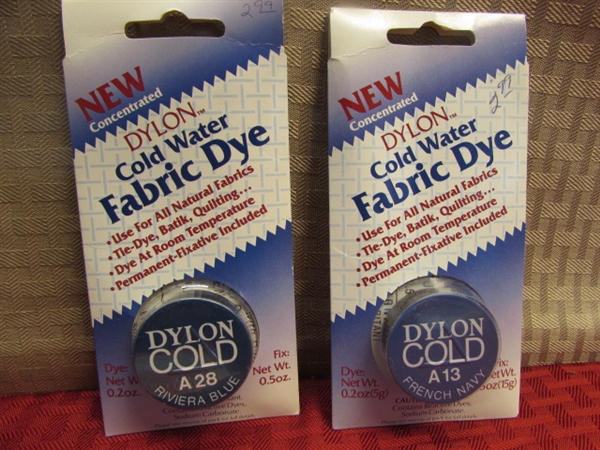 DYE YOUR OWN NATURAL FIBERS-8 UNOPENED PACKS OF DYE, INCLUDES VINTAGE CUSHING'S