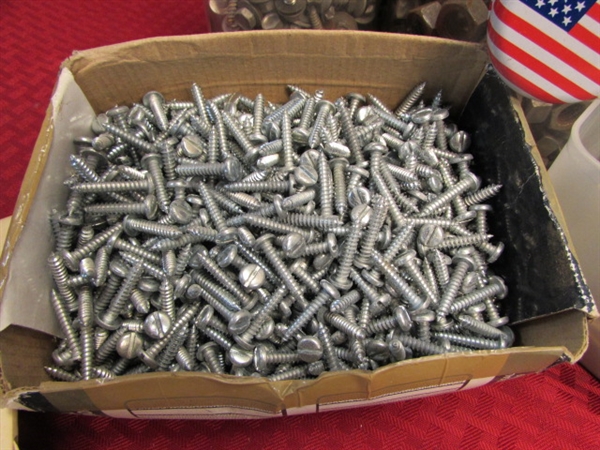 LOADS OF HARDWARE LAG & MACHINE BOLTS, NUTS, SCREWS, NAILS, WALL ANCHORS & MORE