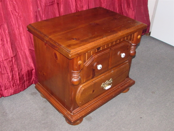 HANDSOME TWO DRAWER BEDSIDE TABLE