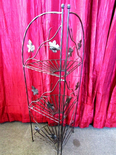 LOVELY WROUGHT IRON CORNER STAND