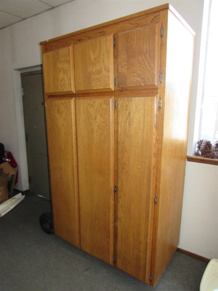 GIANT OAK CABINET WITH TONS OF STORAGE SPACE!
