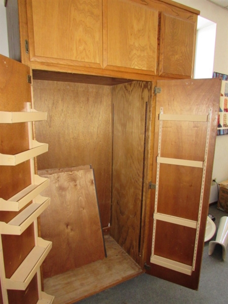 GIANT OAK CABINET WITH TONS OF STORAGE SPACE!