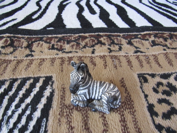 STEP ON THE WILD SIDE WITH TO ZEBRA PRINT RUGS & A FIGURINE