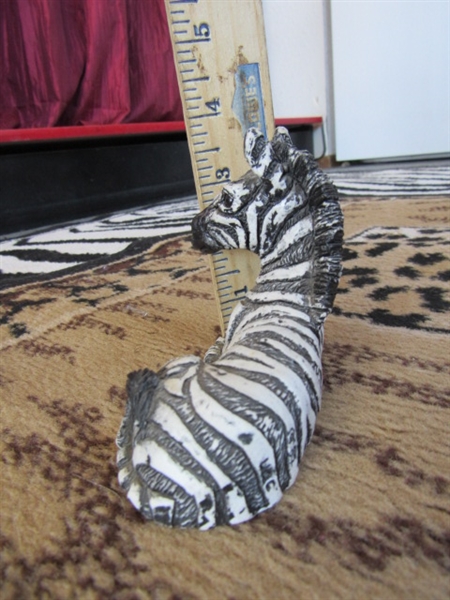 STEP ON THE WILD SIDE WITH TO ZEBRA PRINT RUGS & A FIGURINE