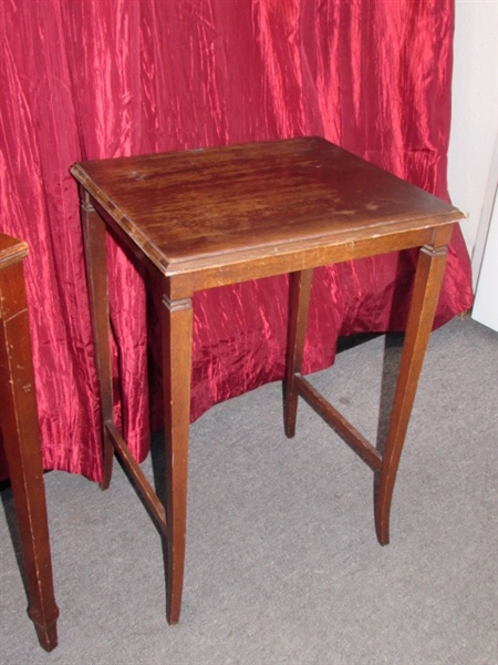 SHABBY CHIC THESE 2 VINTAGE ALL WOOD SIDE TABLES