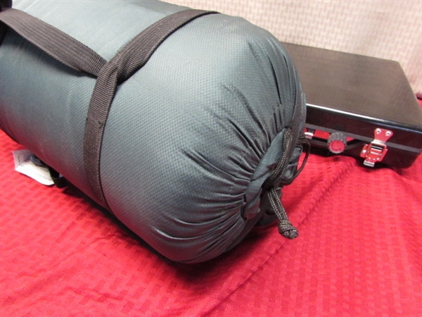 SLIM CENTURY PROPANE CAMP STOVE & WARM WEATHER SLEEPING BAG BOTH NEVER USED
