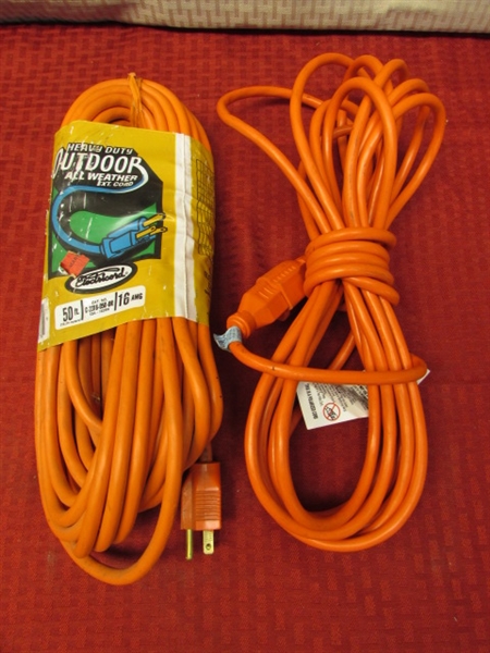 TWO EXTENSION CORDS- NEW TO LIKE NEW
