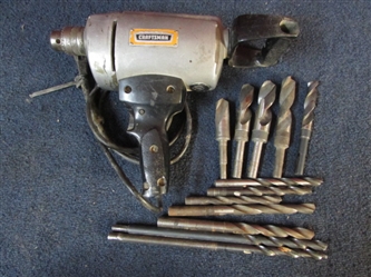 CRAFTSMAN HEAVY DUTY ELECTRIC DRILL WITH LARGE BITS
