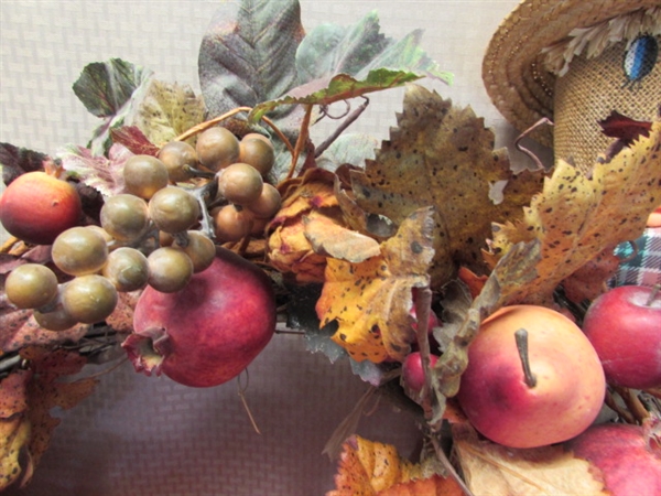 TIME FOR FALL DECOR - 2 SCARECROWS, PUMPKIS WREATH & MORE