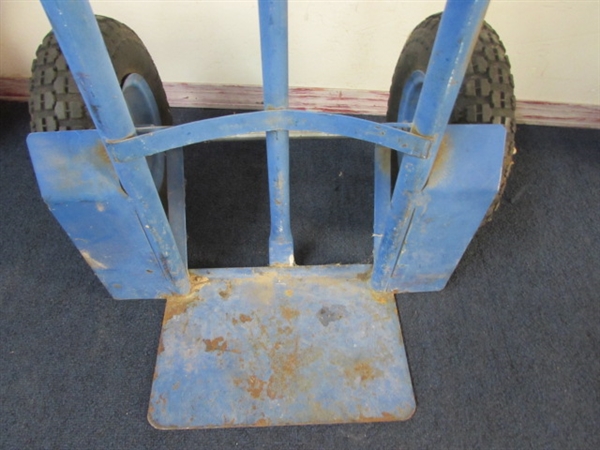 EXTRA HEAVY DUTY HAND TRUCK WITH LARGE TIRES.