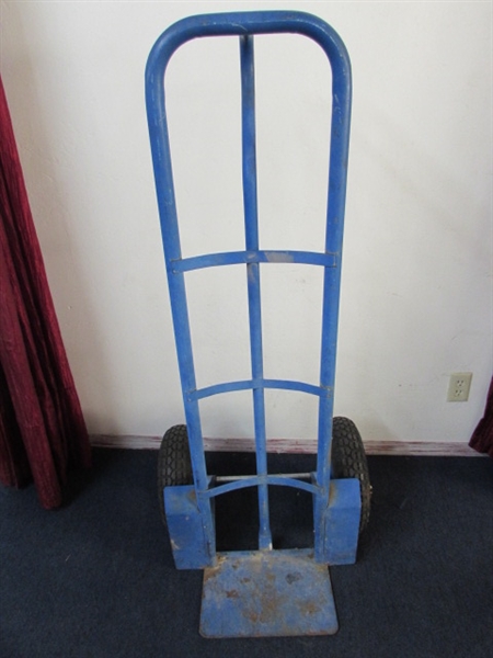 EXTRA HEAVY DUTY HAND TRUCK WITH LARGE TIRES.
