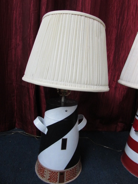 LIGHT THINGS UP WITH A NEAT PAIR OF VINTAGE LIGHTHOUSE LAMPS