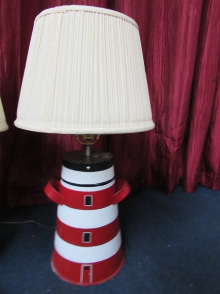 LIGHT THINGS UP WITH A NEAT PAIR OF VINTAGE LIGHTHOUSE LAMPS