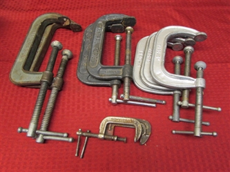 NINE "C" CLAMPS FROM 6" to 2"