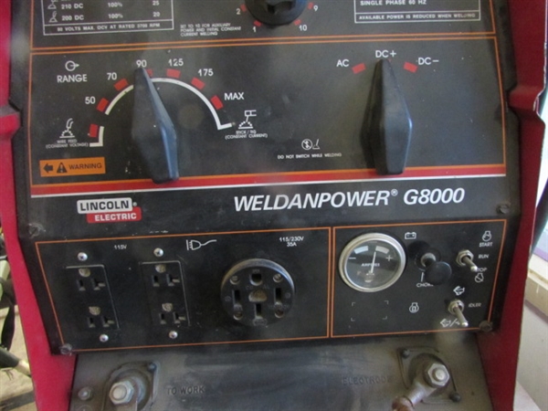 LINCOLN ELECTRIC WELDONPOWER G8000 WELDER AND GENERATOR