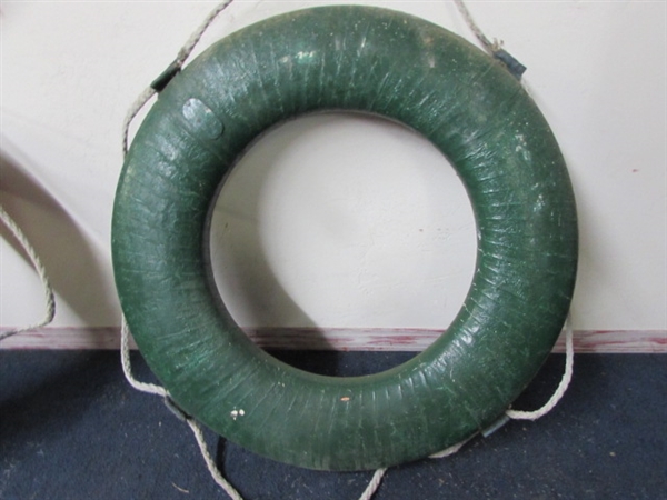 VINTAGE SHIP'S LIFE PRESERVER RING GREEN WITH METAL HANGER
