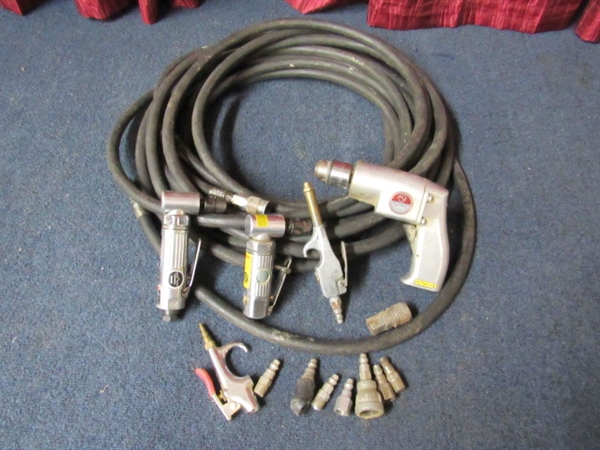 PNEUMATIC AIR HOSE, CONNECTORS, ANGLE GRINDERS & DRILL