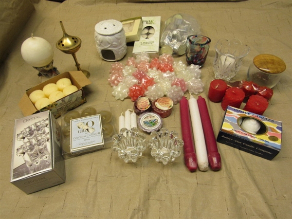 CANDLES GALORE, CANDLE HOLDERS, POT POURRI HOLDER, LOTS OF VARIETY