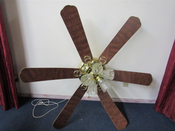 BEAUTIFUL & LARGE 6 BLADE CEILING FAN WITH LIGHT KIT