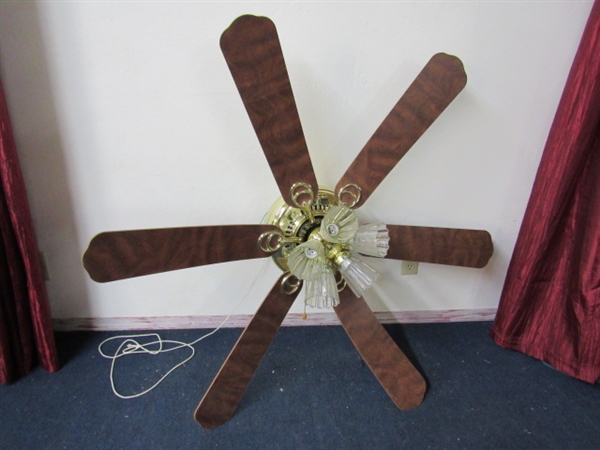 BEAUTIFUL & LARGE 6 BLADE CEILING FAN WITH LIGHT KIT