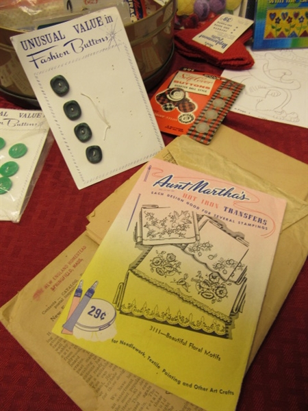 BUTTONS, TRANSFERS, QUILT & CRAFT BOOKS