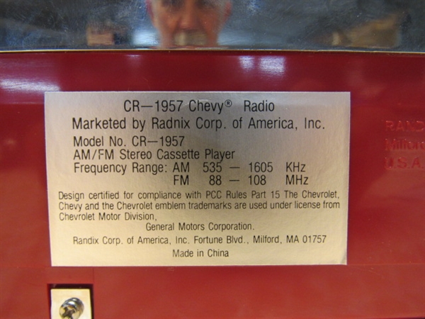RANDIX RED '57 CHEVY AM/FM RADIO CASSETTE TAPE PLAYER