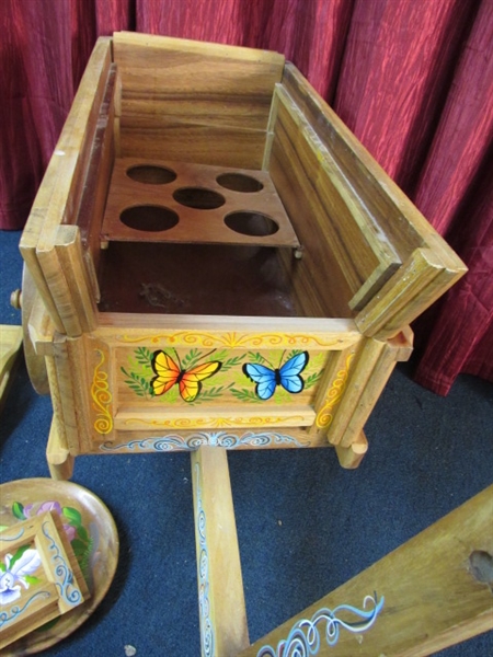 HAND PAINTED COSTA RICA WOODEN PARTY CART