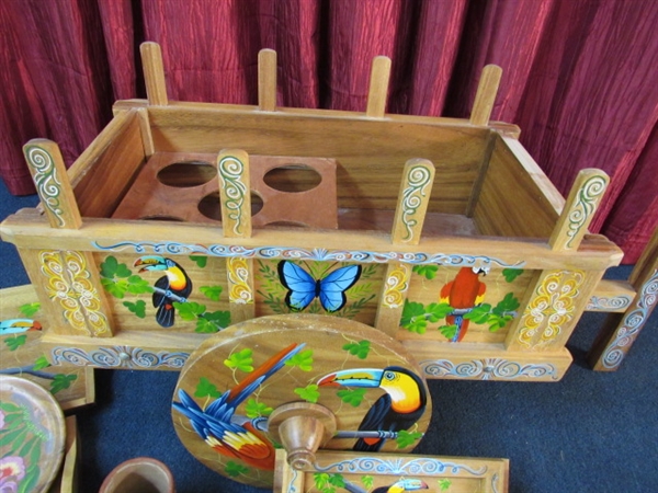 HAND PAINTED COSTA RICA WOODEN PARTY CART