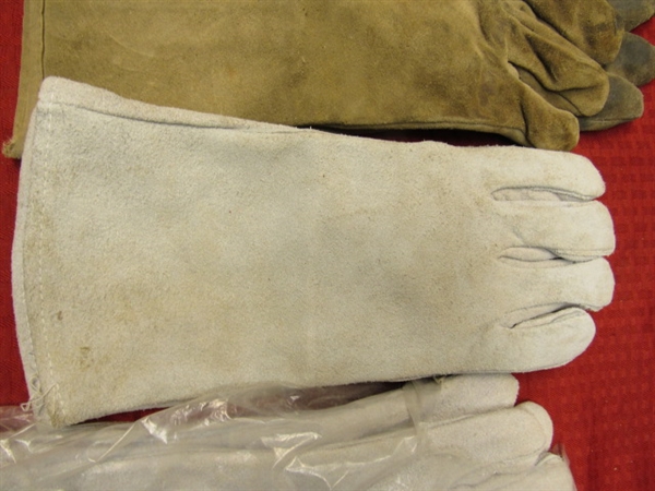 THREE PAIR OF LEATHER WELDING GLOVES