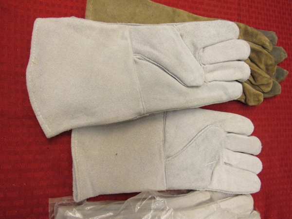 THREE PAIR OF LEATHER WELDING GLOVES