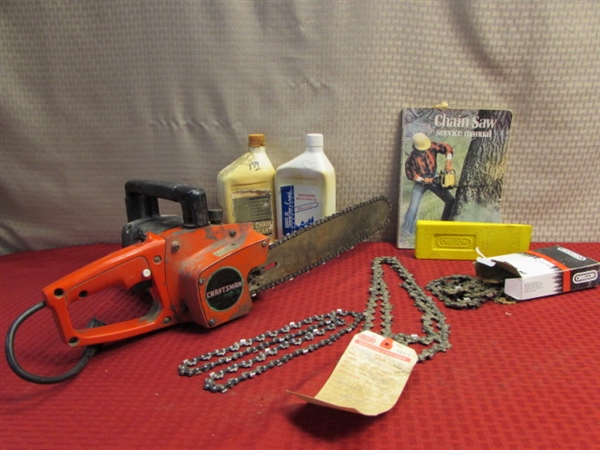 12 CRAFTSMAN ELECTRIC CHAINSAW WITH EXTRA GOODIES, TAKE A LOOK!