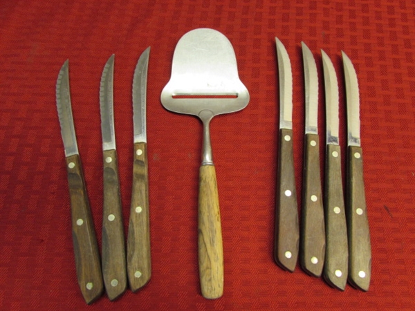 7 PIECE ZYLCO FREEZE KNIVES AND VINTAGE CHEESE SLICER
