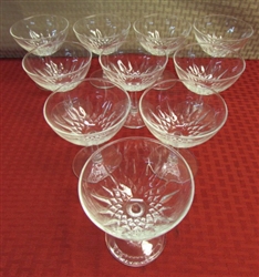 AMAZING SET OF 10 CRISTAL DARQUES CHAMPAGNE GLASSES