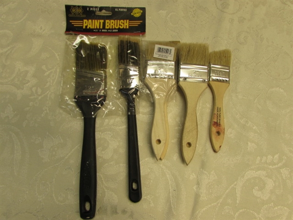 PAINTER'S LOT: BRUSHES, ROLLERS, PAPER, VINYL HANGING KIT, AND MORE!