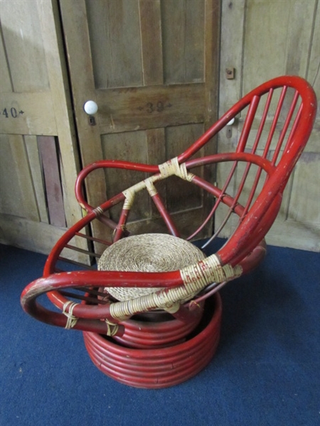 RED WICKER OUTDOOR CHAIR